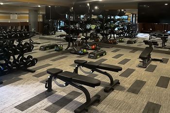 Modern Gym with Free Weights in Port Orchard Apartments