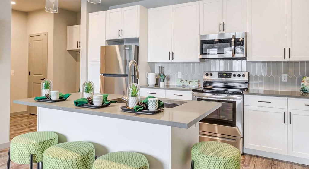 Upgraded Kitchen with Stainless Steel Appliances at Apartments CO Springs