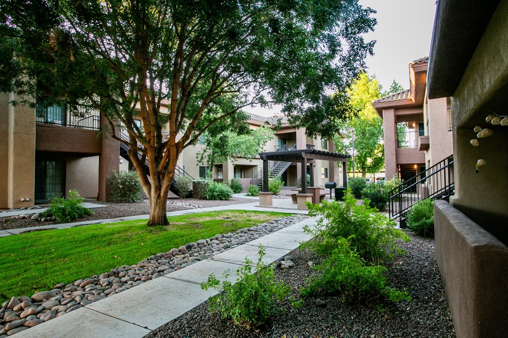 Beautiful Lawns and Courtyards at Gated Apartments in Tucson