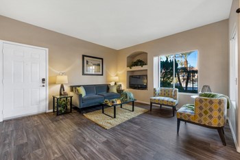 Furnished apartment living room with couch and glass coffee table - Photo Gallery 13