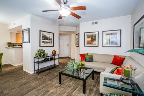 Spacious Living Room at Gated Apartments in Tucson
