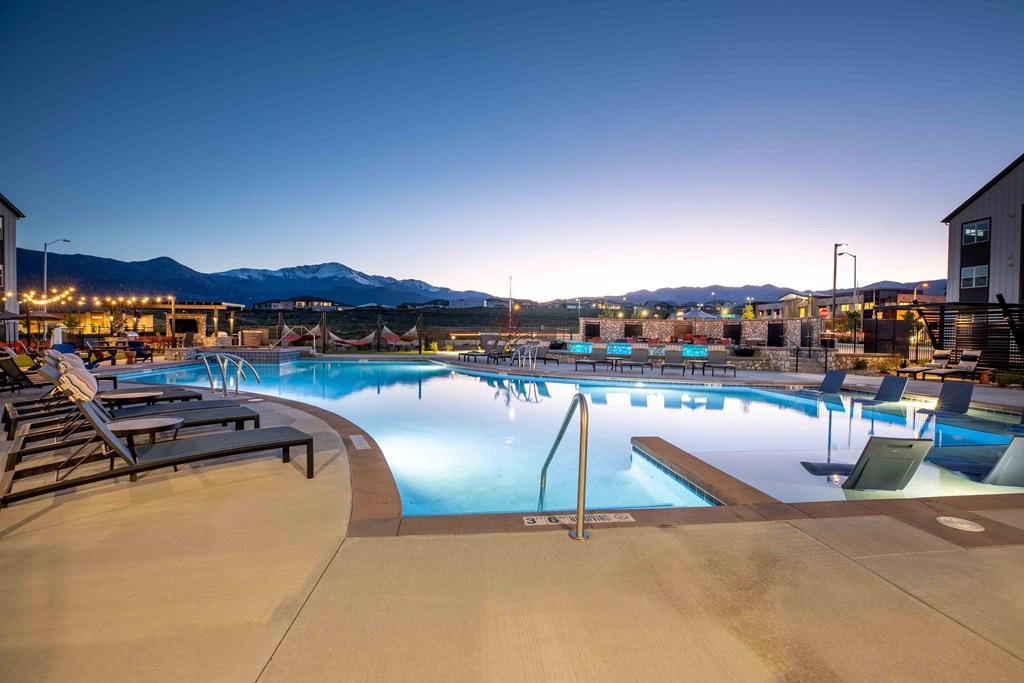Beautiful Pool at View on Centennial Apartments in Colorado Springs