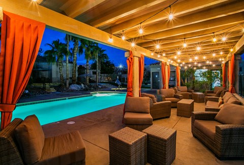 Pool Cabanas at Apartments for Rent in Laughlin NV