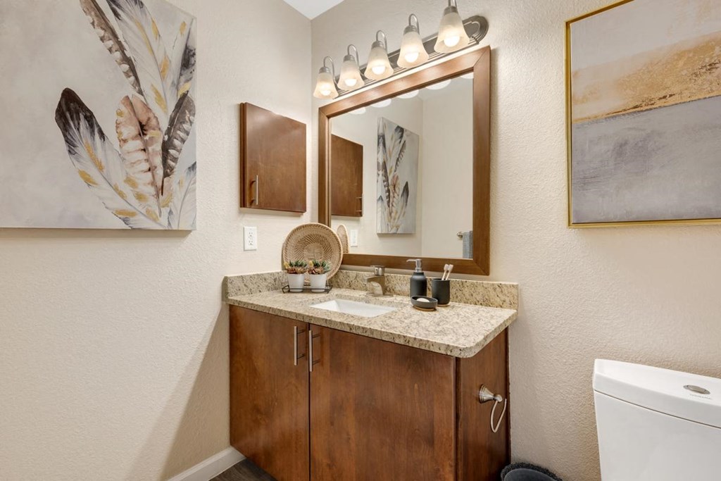 Apartment Bathroom Sink with Wall Art