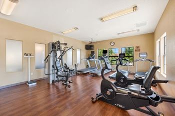 Fully Equipped Fitness Center with Free Weights at Apartments NM