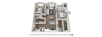 2 Bedroom 2 Bath Apartment Floor Plan at View on Centennial
