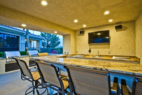 Granite Outdoor Countertop at Vintage Apartments Pool Area Kitchen