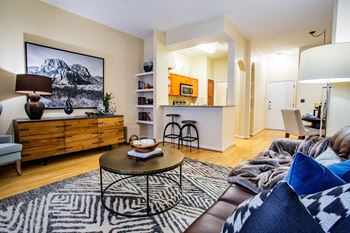 Spacious Living Room with Breakfast Bar at Phoenix Apartment Near Buffalo Ridge Park