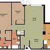 A floor plan of a building with multiple rooms.