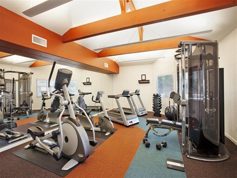 Goleta, CA Apartments for Rent - Encina Meadows Fitness Center With Treadmills, Exercise Bikes, Free Weights, and More