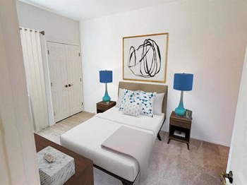 Two-Bedroom Apartments in Orcutt, CA - Knollwood Meadows- Wall-to-Wall Carpeting with Large Window and Double Night Stands - Photo Gallery 5