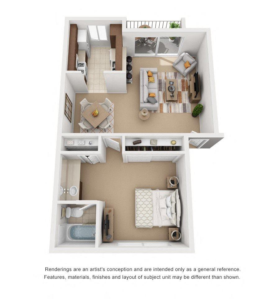 1 Bedroom 1 Bathroom Plan1 Floor Plan 3D 1 Bedroom 1 Bathroom Plan1 3D
