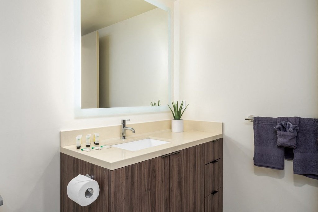 a bathroom with a sink and a mirror at Lido Apartments - 1532 Brockton Ave, Los Angeles, CA, 90025