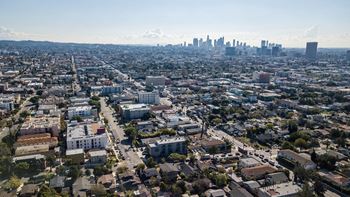 Drone Community View at Lido Apartments - 4847 Oakwood, Los Angeles, California