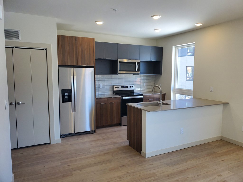 kitchen with peninsula and stainless steel appliances