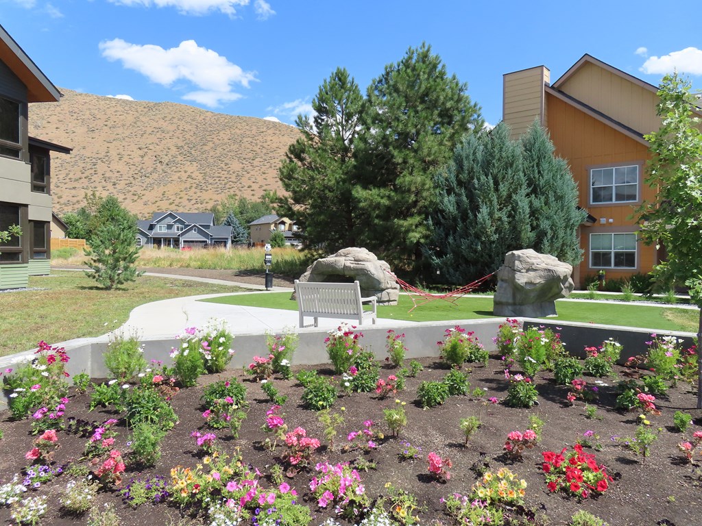 Garden And Bench at Lido Apartment Homes @ Hailey, ID, Idaho