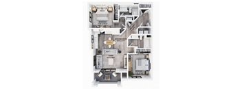 Unit Type B1 - 2 Bed 2 Bath  at Park West at Stockdale River Ranch, Bakersfield, CA, 93314