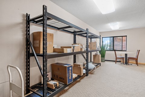 our warehouse is full of boxes and a lot of furniture