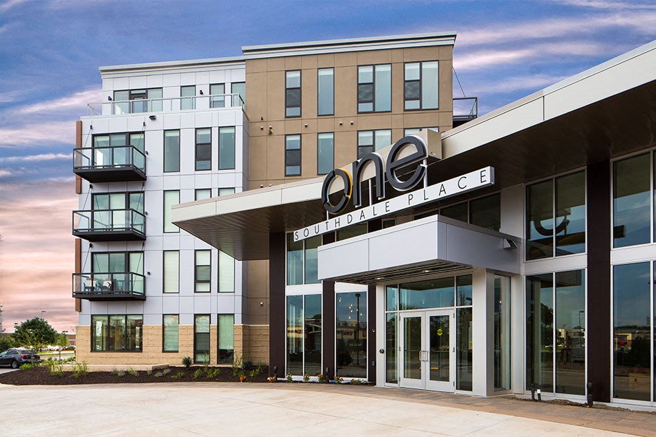 a building with a sign on the front of it