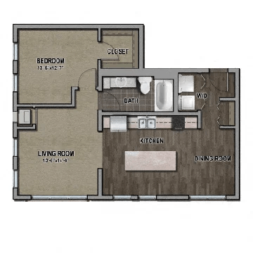 the    floor plan of a studio apartment