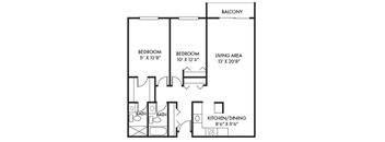 a floor plan of a house with a bedroom and a living room