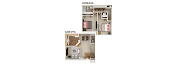 A diagram shows the layout of a two-level apartment.