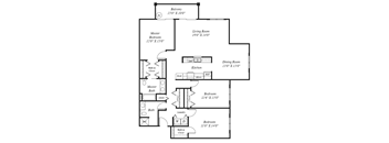 a floor plan of a house with bedrooms and a living room