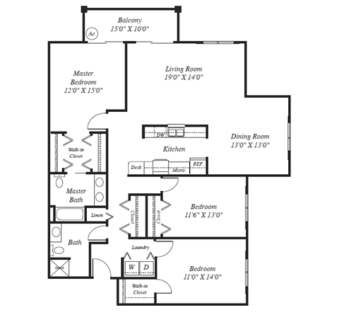a floor plan of a house with bedrooms and a living room