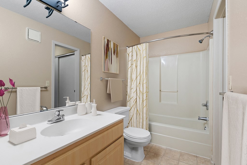 a bathroom with a sink and a toilet and a shower