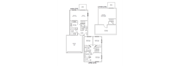a floor plan of a two story house with a garage and a loft
