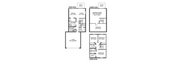 A black and white image of a floor plan for a two level home.