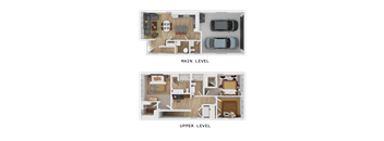 A diagram shows the layout of a two-level apartment.