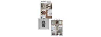 A diagram shows the layout of a car and a two-level apartment.
