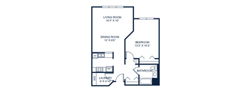 a floor plan of a 1 bedroom floor plan with an attic and a living room