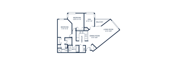 a floor plan of a house with bedrooms and a living room and a dining room