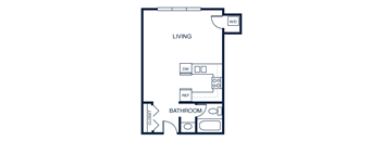 a floor plan of a 1 bedroom floor plan with a bathroom and a loft