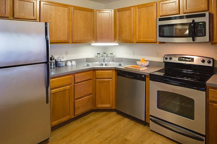 Kitchen with stainless steel