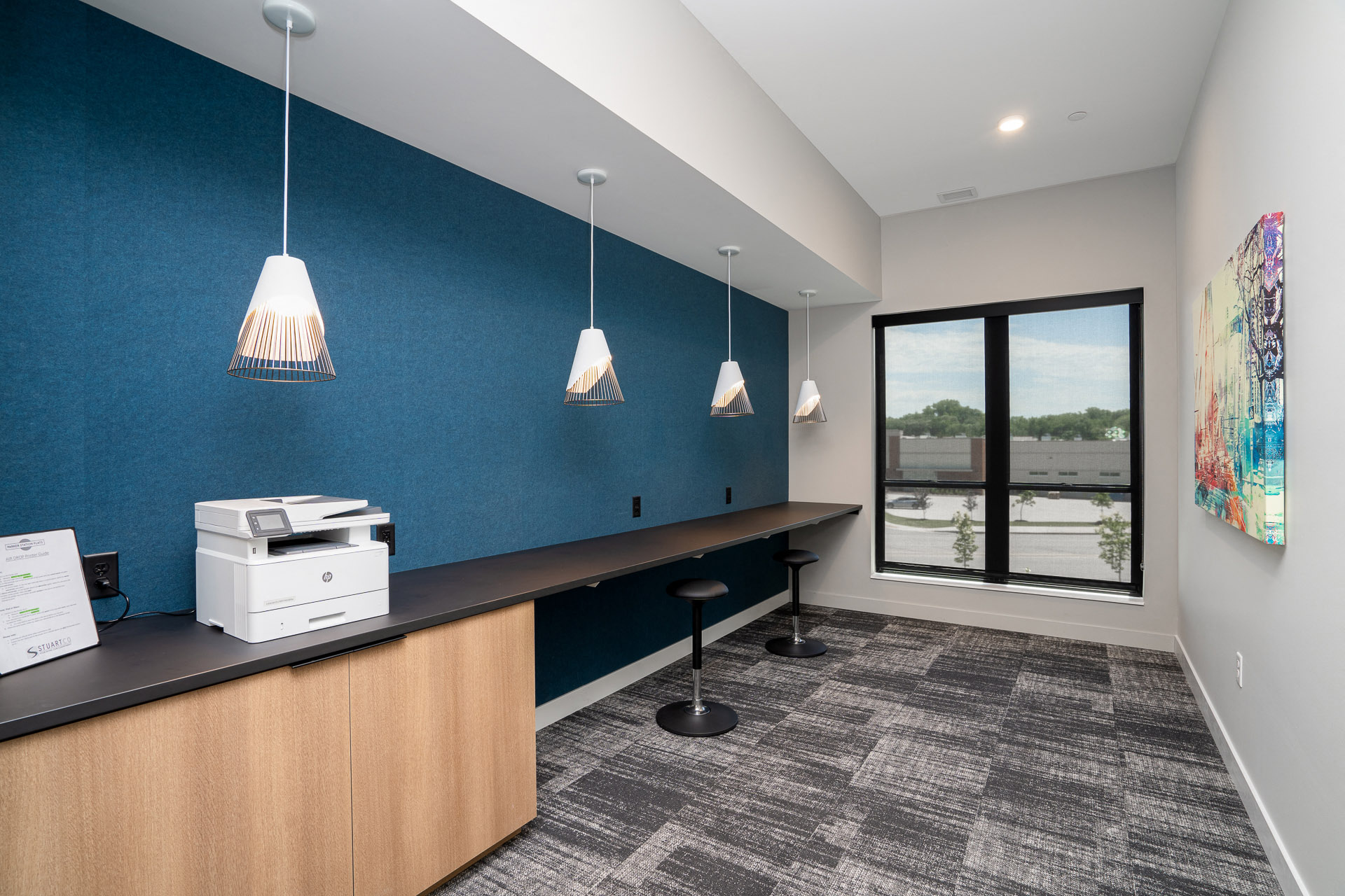 Work area with printer/copier machine