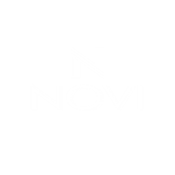 A black background with a white logo that reads "NOVI".
