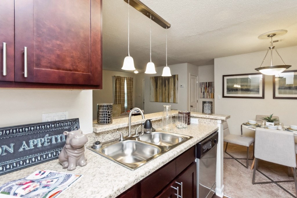 Kitchen with Dishwasher at Palmetto Place Apartments, Taylors, 29687