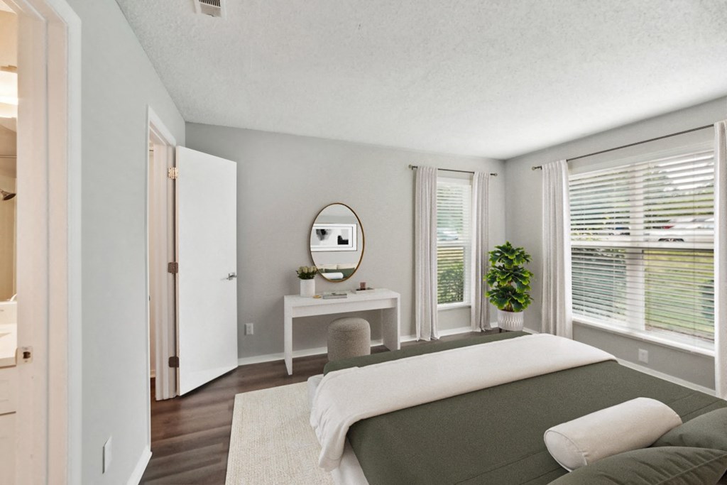 Bedroom with Large Windows at Chapel View, Chapel Hill North Carolina
