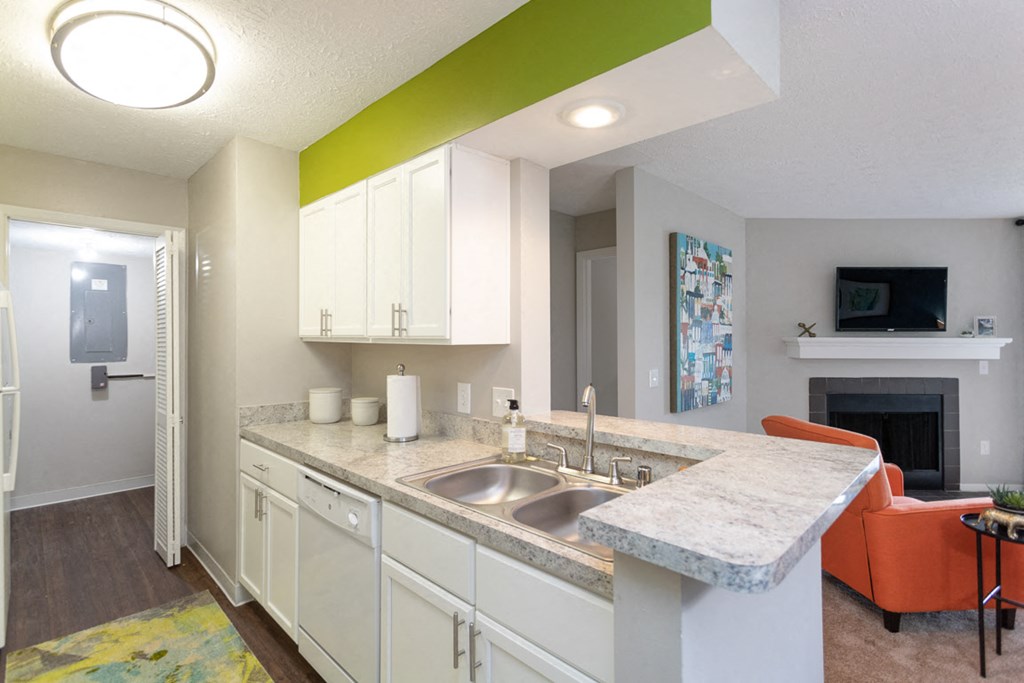 Fully Furnished Kitchen With Stainless Steel Sink at Chinoe Creek Apartments, PRG Real Estate, Lexington, KY, 40502