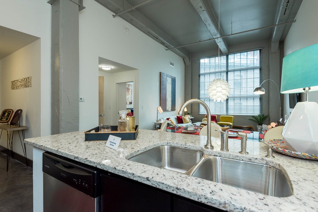 Kitchen with Granite Countertopsat The Locks Apartments, Richmond, 23219
