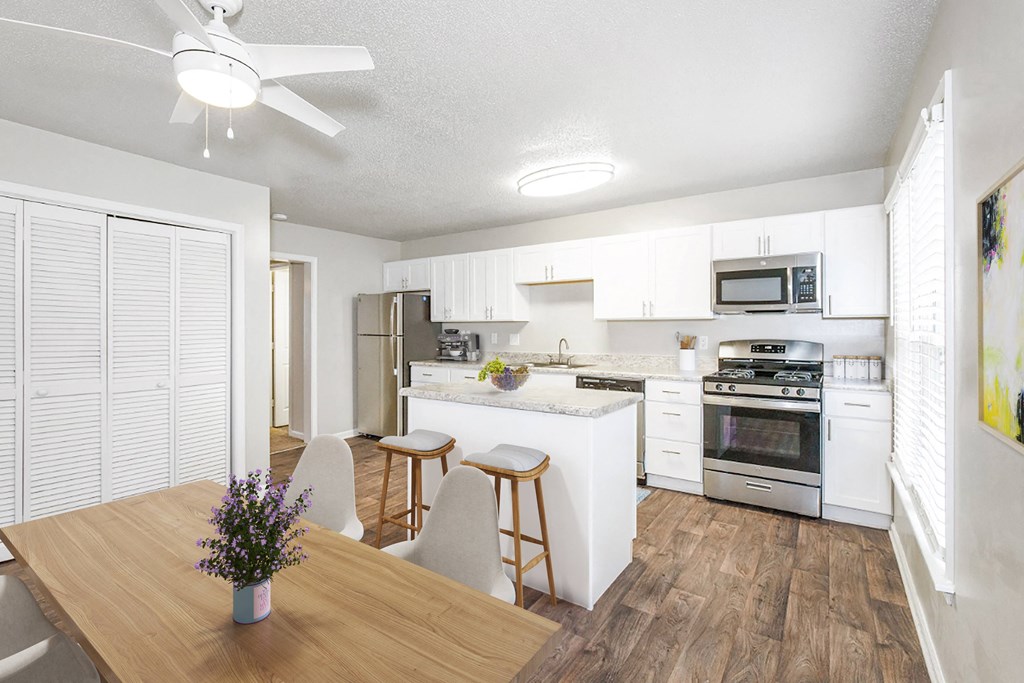 Gourmet Kitchen With Island at Hyde Park Townhomes, PRG Real Estate Management, Virginia