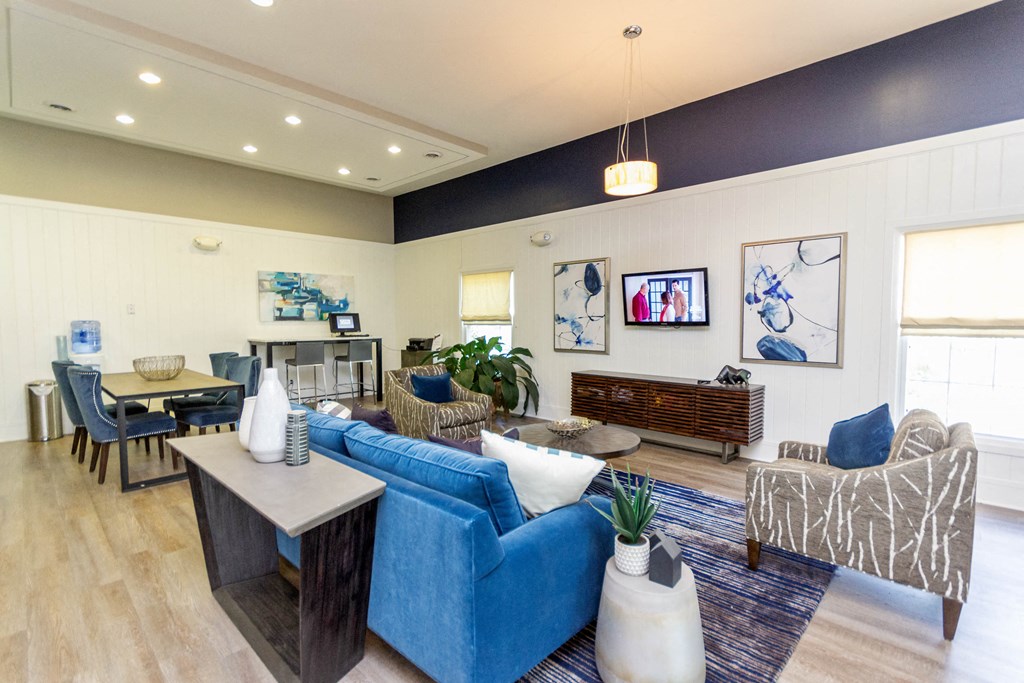 Resident Lounge with Media at Lake Johnson Mews Apartments, PRG Real Estate Management, North Carolina, 27606