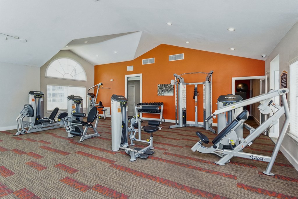 the gym at the preserve apartments at Palm Crossing, Florida, 34787