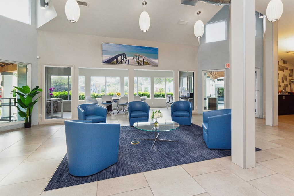 the lobby at the preserve apartments