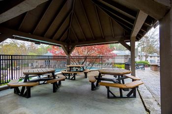 Shaded Lounge Area at Park Ridge Estates, Durham, 27713