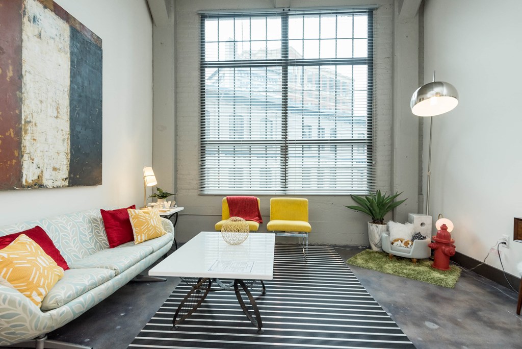 Modern living room layoutat The Locks,  ApartmentsVirginia