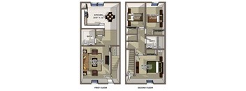 The Charleston floor plan at Hyde Park Townhomes, PRG Real Estate Management, Chester